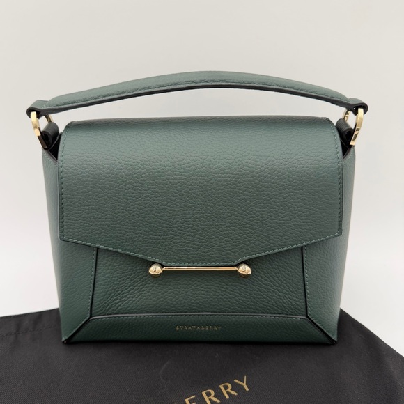 Strathberry Mosaic Bottle Green-Sage Leather Gold Bar Hardware - Picture 2 of 16